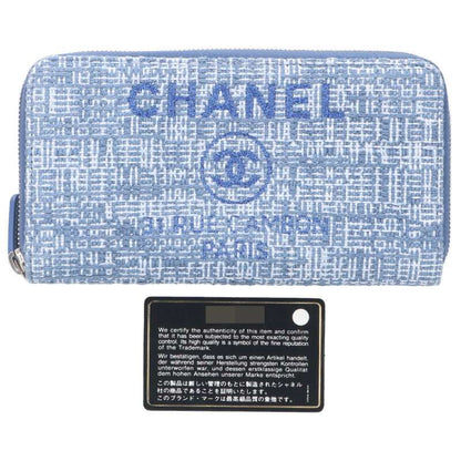 CHANEL Deauville Coco Mark Tweed Round Zip Size ONE SIZE