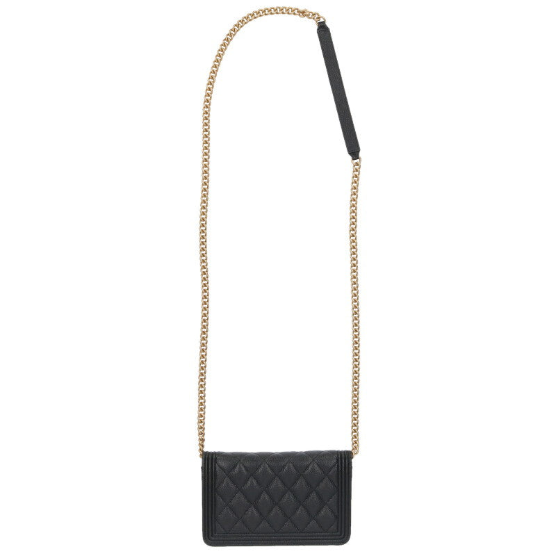 CHANEL Boy Chanel Caviar Leather Chain Wallet Size ONE SIZE