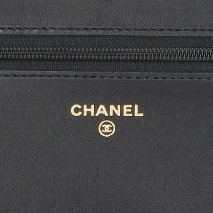 CHANEL Boy Chanel Caviar Leather Chain Wallet Size ONE SIZE