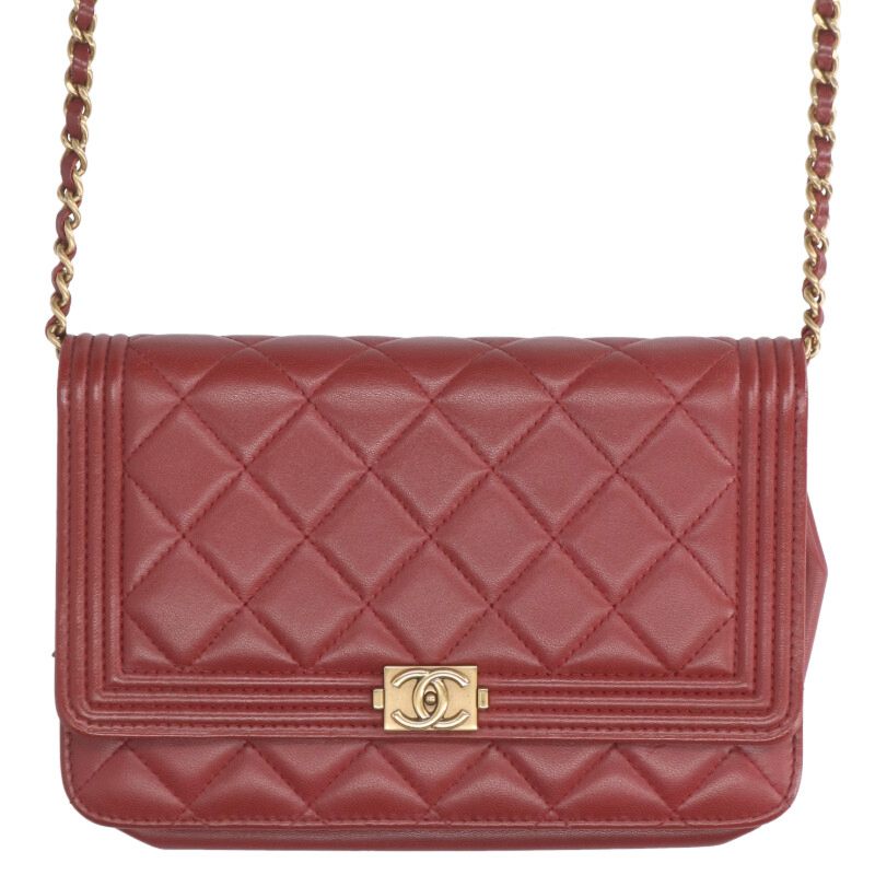 CHANEL Boy Chanel Lambskin Chain Wallet Size ONE SIZE