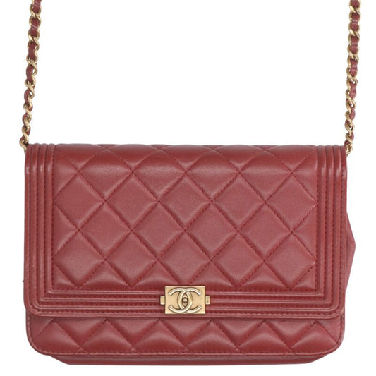 CHANEL Boy Chanel Lambskin Chain Wallet Size ONE SIZE