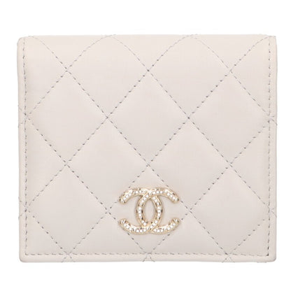 CHANEL Coco Mark Compact Small Wallet Gray Size ONE SIZE