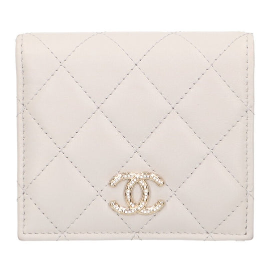 CHANEL Coco Mark Compact Small Wallet Gray Size ONE SIZE