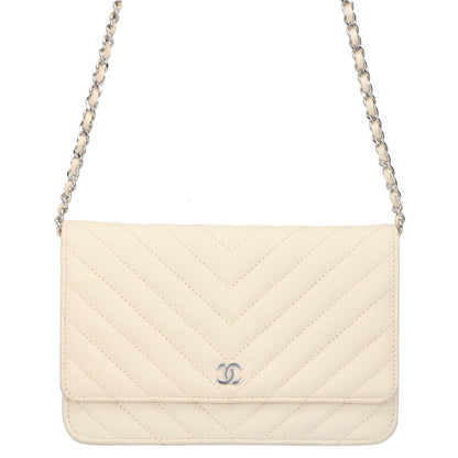 CHANEL Chevron Caviar Leather Chain Wallet Size ONE SIZE