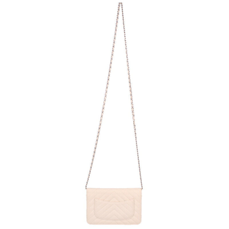 CHANEL Chevron Caviar Leather Chain Wallet Size ONE SIZE