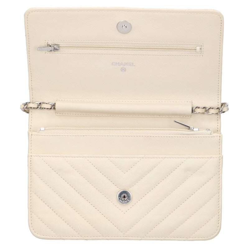 CHANEL Chevron Caviar Leather Chain Wallet Size ONE SIZE
