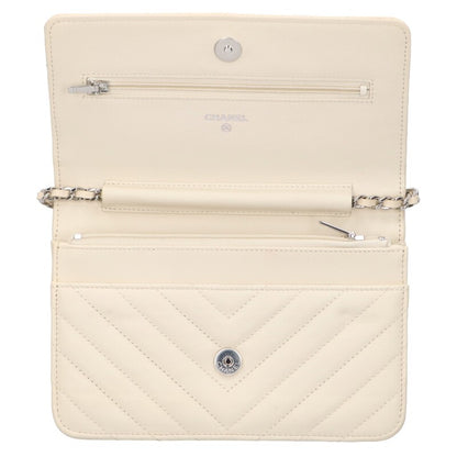 CHANEL Chevron Caviar Leather Chain Wallet Size ONE SIZE