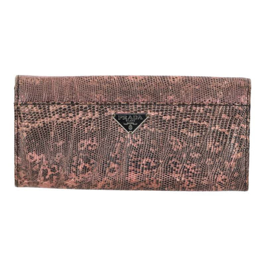 PRADA Triangle Logo Plate Python Leather Long Size ONE SIZE