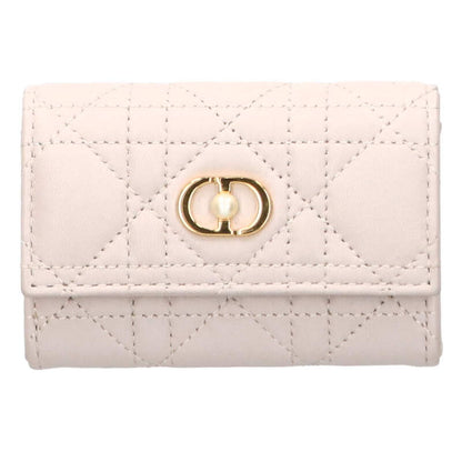DIOR CD Resin Pearl Lambskin Wallet Beige Size ONE SIZE