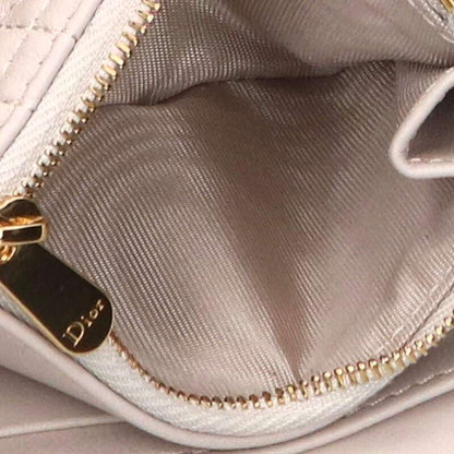 DIOR CD Resin Pearl Lambskin Wallet Beige Size ONE SIZE