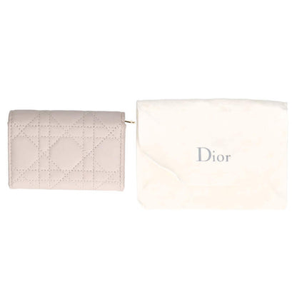 DIOR CD Resin Pearl Lambskin Wallet Beige Size ONE SIZE