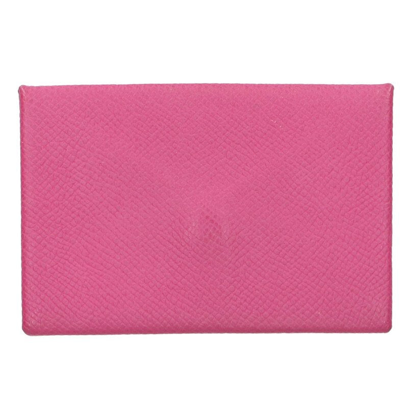 HERMES Calvi Leather Coin Purse Pink Size ONE SIZE