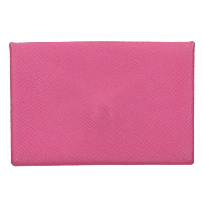 HERMES Calvi Leather Coin Purse Pink Size ONE SIZE
