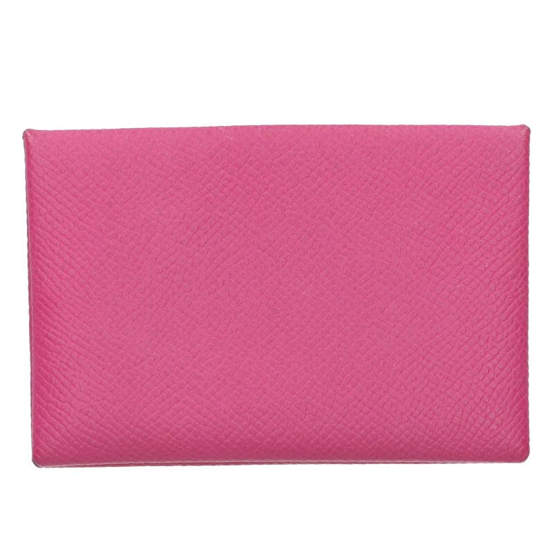 HERMES Calvi Leather Coin Purse Pink Size ONE SIZE