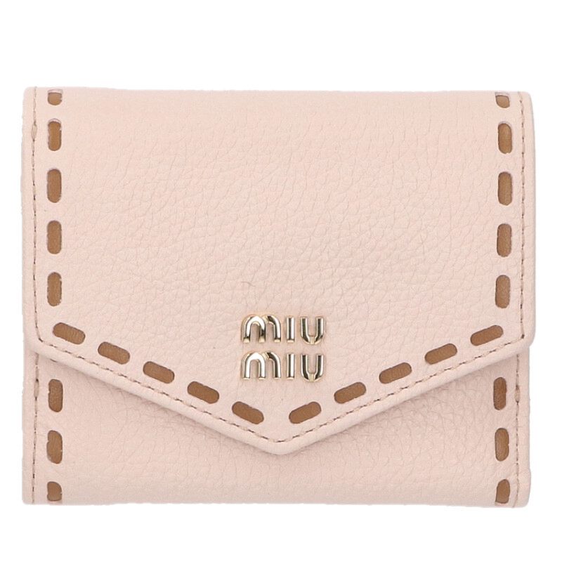 miumiu Logo Leather Wallet Pink/Brown Size ONE SIZE