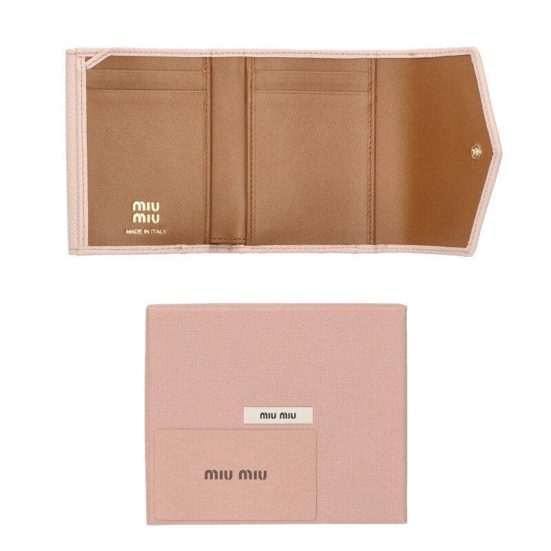 miumiu Logo Leather Wallet Pink/Brown Size ONE SIZE