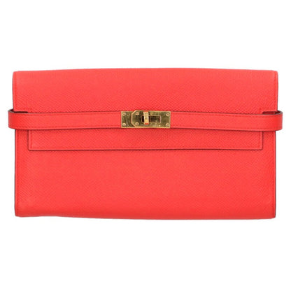 HERMES Kelly Long Wallet Veau Epsom Rouge Size ONE SIZE