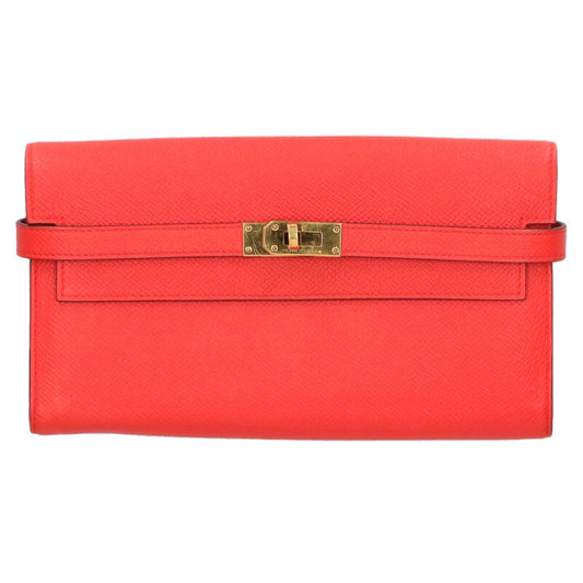 HERMES Kelly Long Wallet Veau Epsom Rouge Size ONE SIZE