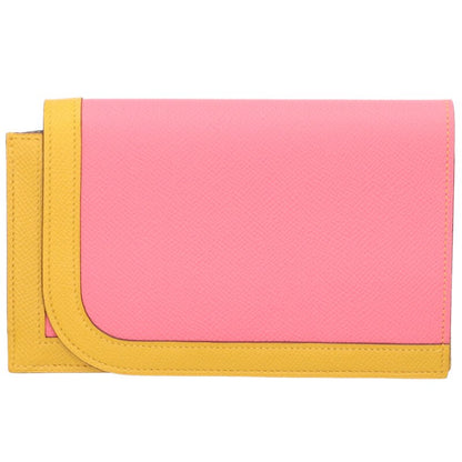 HERMES Camail Combine Long Wallet Pink/Yellow Size ONE SIZE