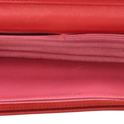 CHANEL Lambskin Chain Wallet Red/Silver Size ONE SIZE
