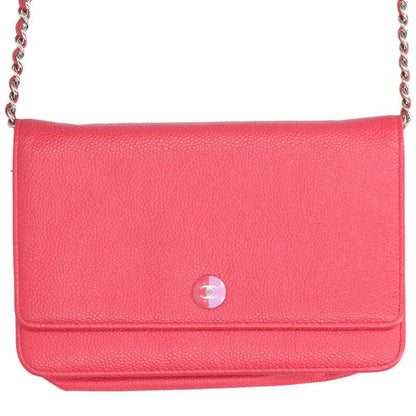 CHANEL Coco Button Caviar Skin Chain Wallet Size ONE SIZE