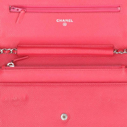 CHANEL Coco Button Caviar Skin Chain Wallet Size ONE SIZE