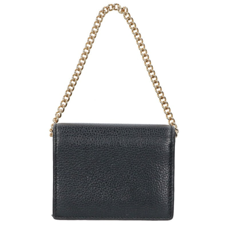 GUCCI Zumi Compact Chain Wallet Black & Gold Size ONE SIZE