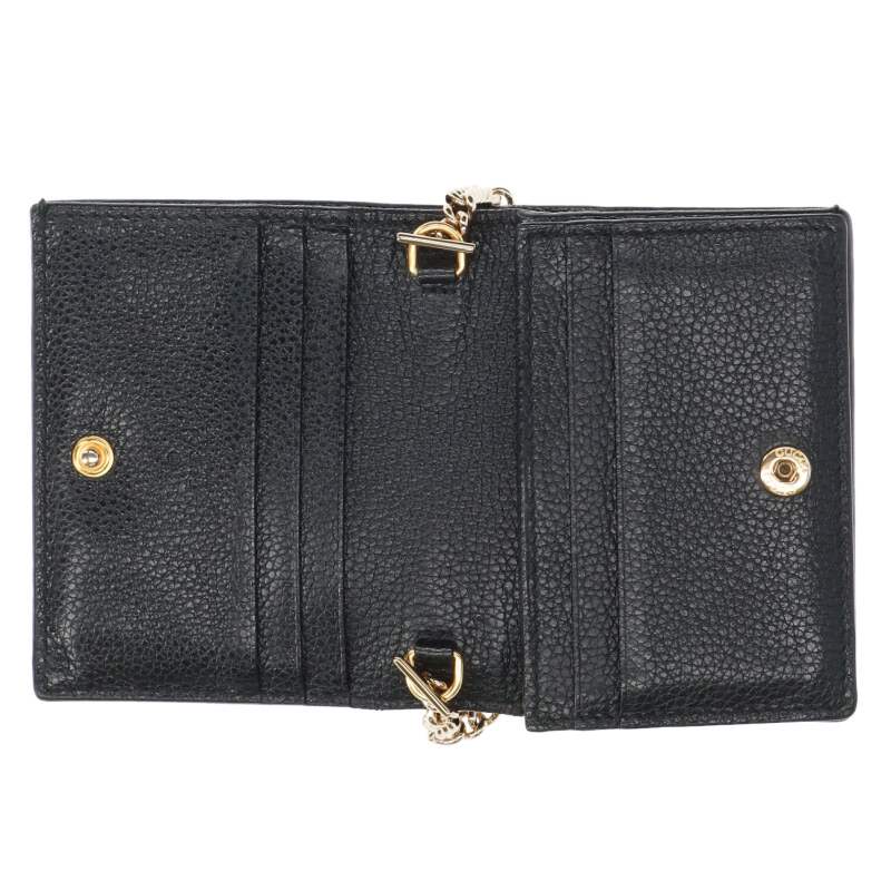 GUCCI Zumi Compact Chain Wallet Black & Gold Size ONE SIZE