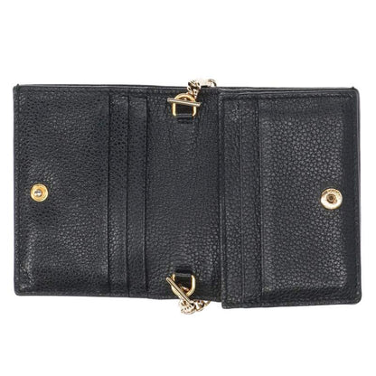 GUCCI Zumi Compact Chain Wallet Black & Gold Size ONE SIZE