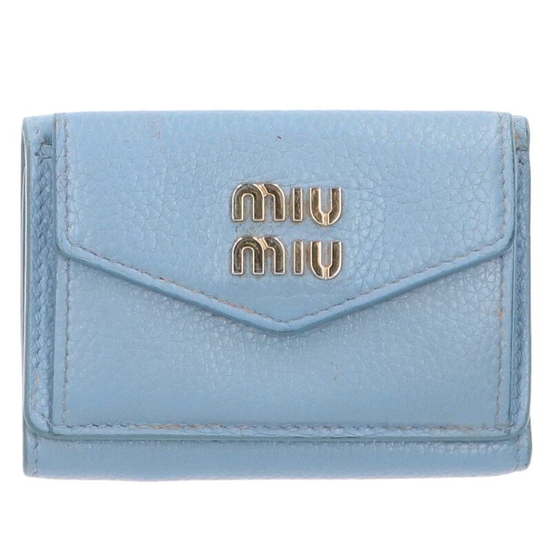 miumiu Tri-Fold Compact Wallet Blue & Gold Size ONE SIZE