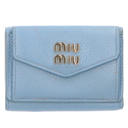 miumiu Tri-Fold Compact Wallet Blue & Gold Size ONE SIZE