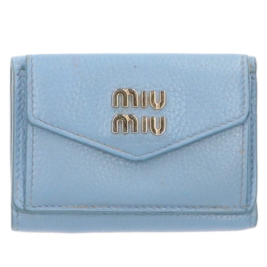 miumiu Tri-Fold Compact Wallet Blue & Gold Size ONE SIZE