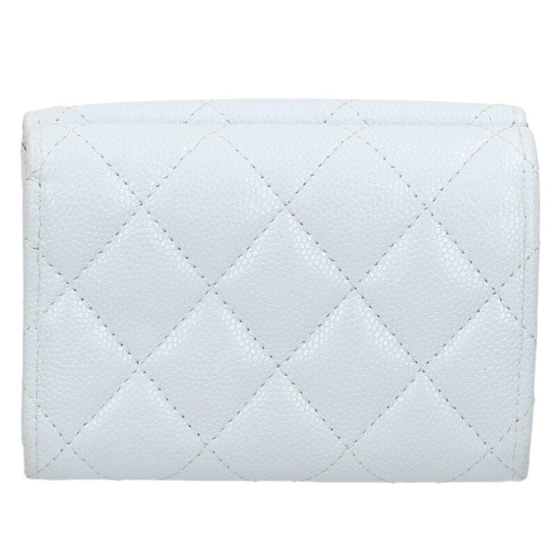 CHANEL Matelasse Coco Star Tri-Fold Light Blue Size ONE SIZE