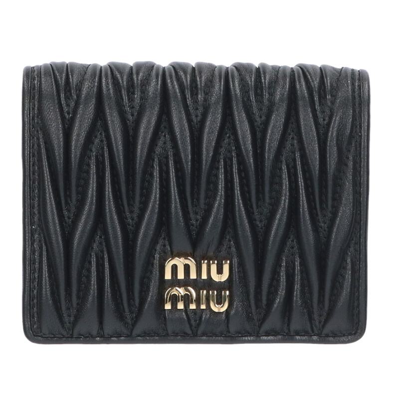 miumiu Matelasse Bi-Fold Wallet Black Size ONE SIZE
