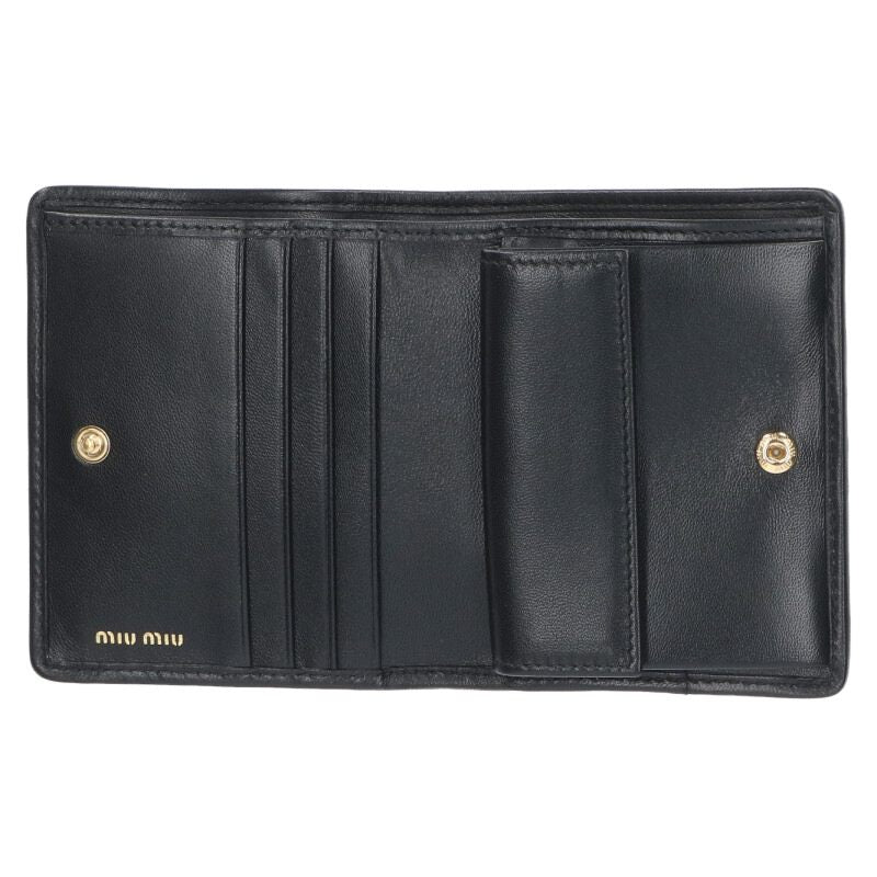 miumiu Matelasse Bi-Fold Wallet Black Size ONE SIZE
