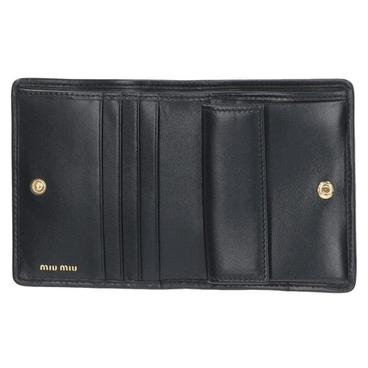 miumiu Matelasse Bi-Fold Wallet Black Size ONE SIZE