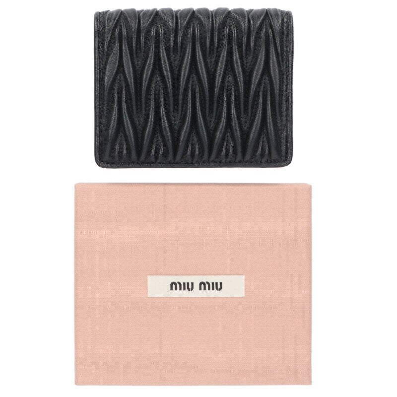 miumiu Matelasse Bi-Fold Wallet Black Size ONE SIZE