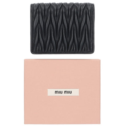 miumiu Matelasse Bi-Fold Wallet Black Size ONE SIZE