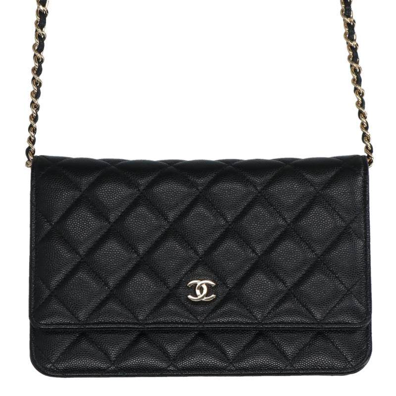 CHANEL Matelasse Caviar Skin Chain Wallet Size ONE SIZE
