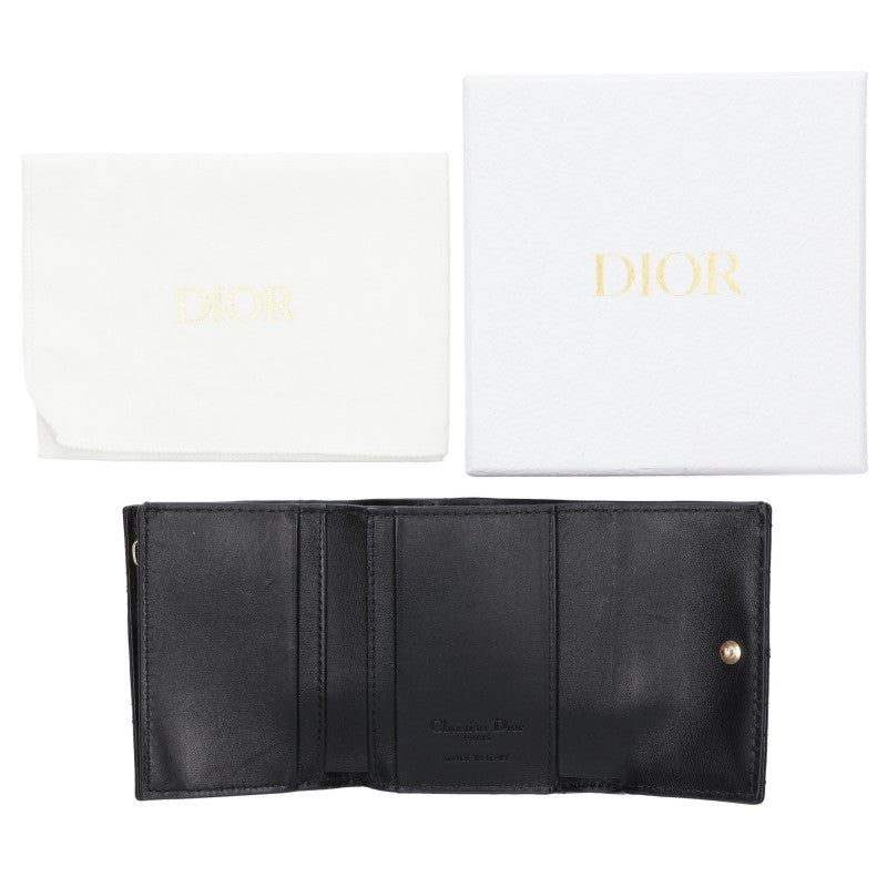 Christian Dior Mini Tri-fold Wallet Black Size ONE SIZE