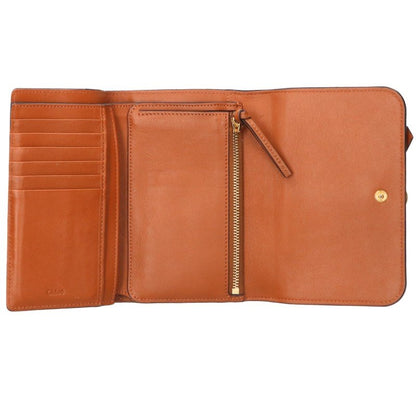 Chloe Tri-fold Compact Wallet Brown Gold Size ONE SIZE