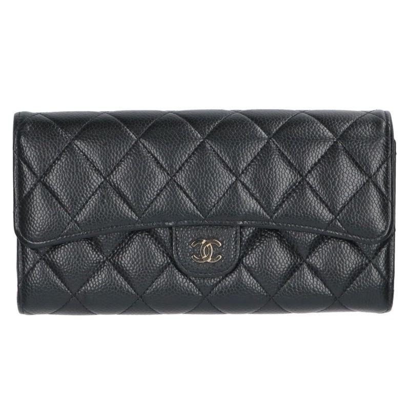 CHANEL Matelasse Classic Long Wallet Black Size ONE SIZE