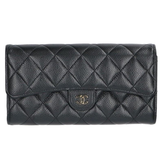 CHANEL Matelasse Classic Long Wallet Black Size ONE SIZE