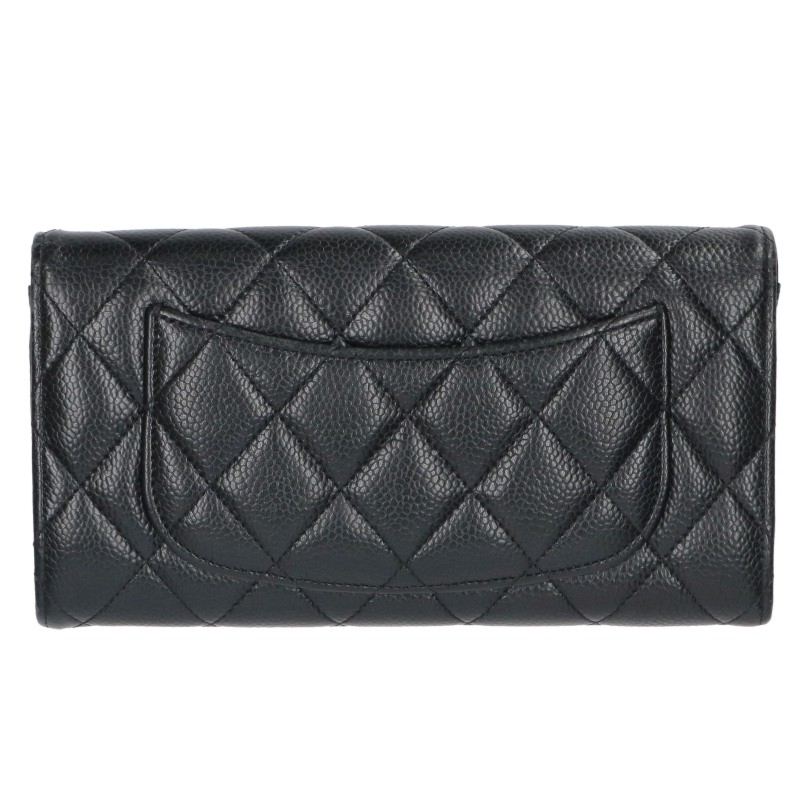 CHANEL Matelasse Classic Long Wallet Black Size ONE SIZE