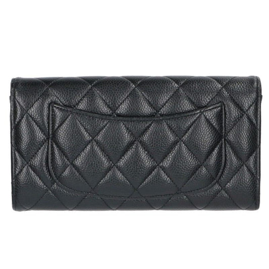 CHANEL Matelasse Classic Long Wallet Black Size ONE SIZE