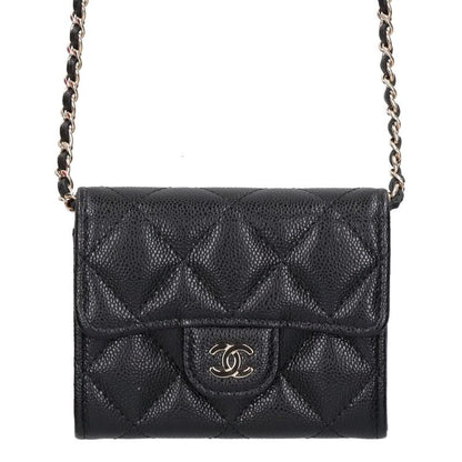CHANEL Matelasse Caviar Skin Black Gold Wallet
