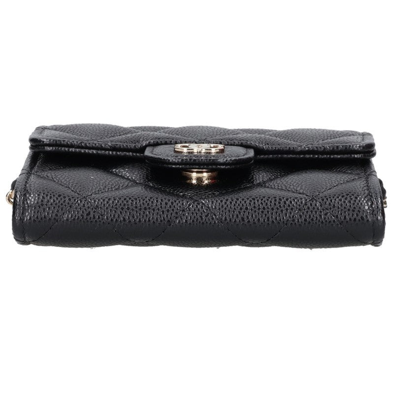 CHANEL Matelasse Caviar Skin Black Gold Wallet