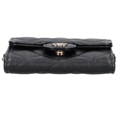 CHANEL Matelasse Caviar Skin Black Gold Wallet