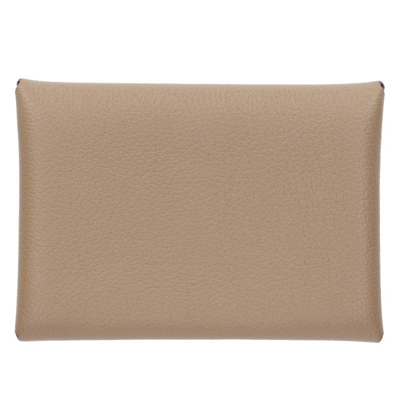 HERMES Calvi Duo Leather Coin Case Beige Size ONE SIZE