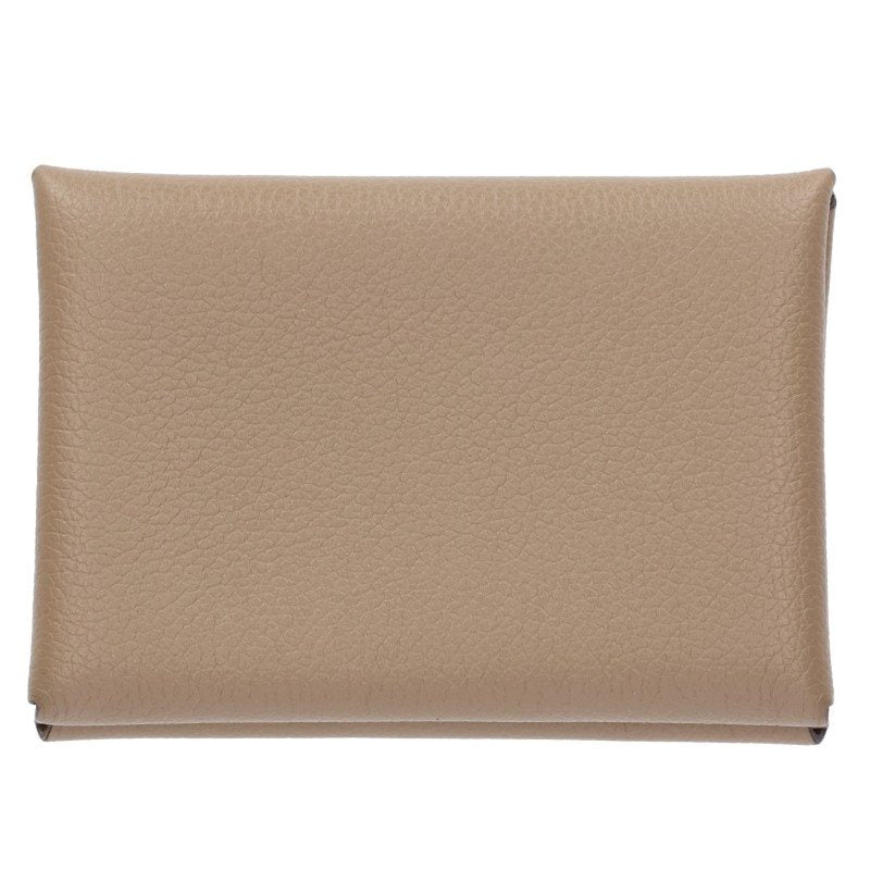 HERMES Calvi Duo Leather Coin Case Beige Size ONE SIZE